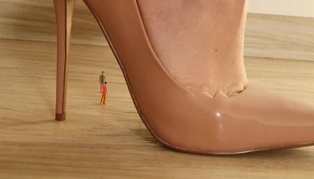 Giantess Crushes Tiny People with Nude High Heels Close up WMV