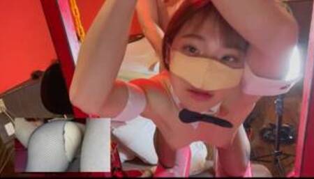 『美少女SM拘束』コスプレ女子大生をイラマチオ調教！タイツを破いて綺麗なパイパンまんこに中出しSEX♡素人カップル/10代/無修正/スタイル抜群/色白/バニー/English subtitles