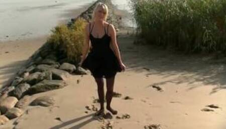 POV fuck and suck on beach