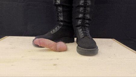 Aggressive Combat Bootjob in Knee High Boots (One View) - CBT, Trampling, Foojob, Femdom, Cumshot, Cock Crush, Cockboard