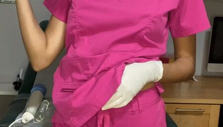 Naughty Nurse Masturbates in Stirrups