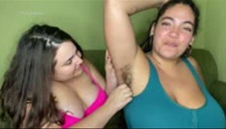 Fiesty Feminista's hairy armpits get TICKLED for FIRST TIME EVER !!!