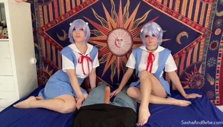 Cosplay Girls Suck, Fuck, Footjob, and Facial