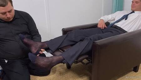 Boss Texas Foot Worshiped In Sheer Socks
