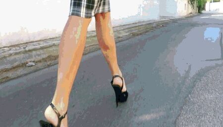 Walking around in black high heel sandals part2 WMV(1280x720)FHD