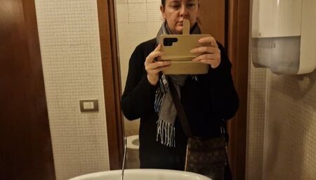 Big pee in dirty public toilet 4K avi