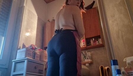 Hair dye with latex fetish apron avi