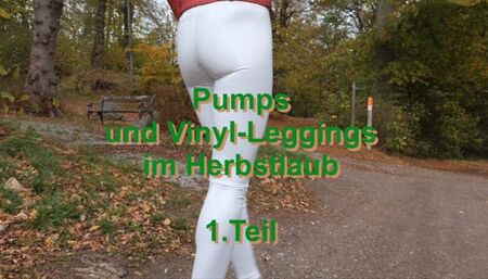 Pumps and vinyl leggings in autumn leaves, 1st part - Pumps und Vinyl-Leggings im Herbstlaub, Teil 1