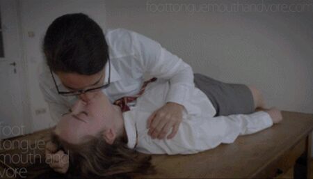 The Head-Teacher's Office (Teacher-Schoolgirl FF Kissing)