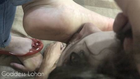 sneakers with foot odor and dirty feet licks slave