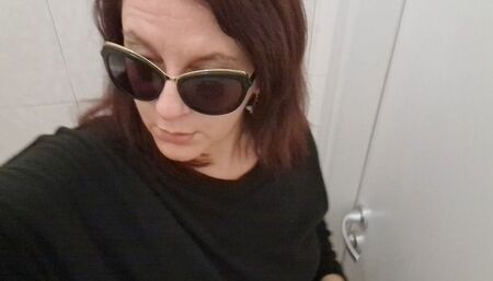 Hot public pee in a public toilet 4K