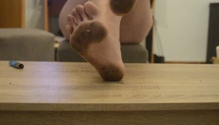 My black feet with fire and cigarettes