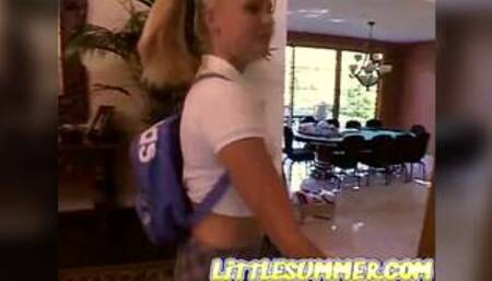 Little teen eats pussy and rubs