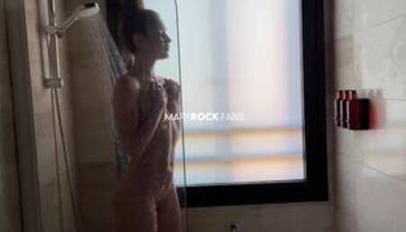 A hot girl went to the shower and got so excited there that she brought herself to orgasm