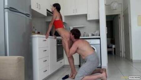 Hungry lover pounced on pussy and sensually fucked, pouring copious cumshot