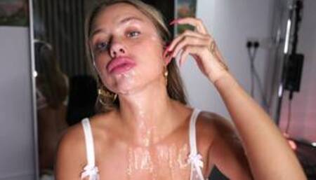 His dick tasted so good today! He impregnated my throat!! Sloppy blowjob with throatpie