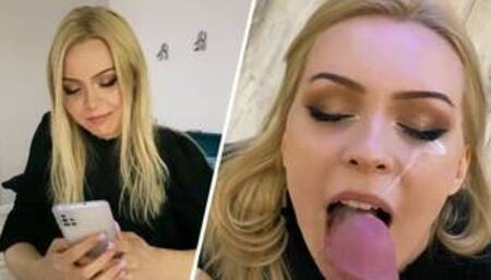 A beautiful neighbor came to visit and treated her to a blowjob