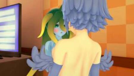 (3D Hentai)(Lesbian)(Monster Musume) Slime x Harpy Papi