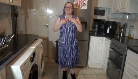 Wife Wearing Apron doing sexy striptease