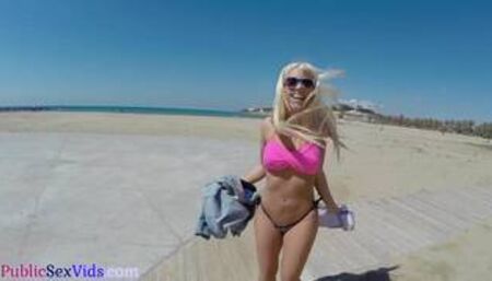 Busty pierced babe POV fucked outdoor by big white cock