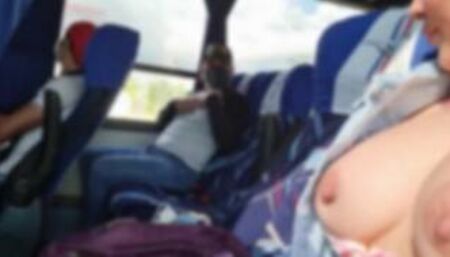 Bus passenger caught me teasing my body and he helps me squirt