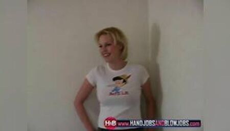 Kelsey sucks POV cock with her big tits out