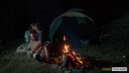 American schoolgirl has romantic sex by the night fire