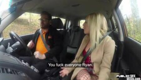 Driving tutor public bangs fishnet wearing MILF outdoor