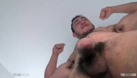 Devan Meji grabs his dick for a a few squirts