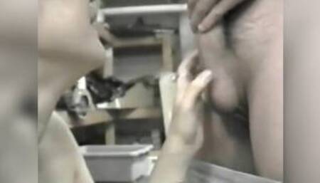 Korean ex-model sucks dicks in a bar basement part 3