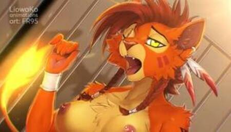 Furry Yiff / Cute Fox Girl jumps up and down on weird animal Dildo!