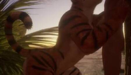 Female Tiger Orgasm / Squeezes His Dick (Cum Inside) | Wild Life Furry