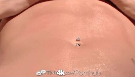 Tanned teen Ariana Marie sucks dick by the pool