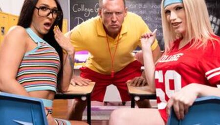 College shemales and coach 3some fuck