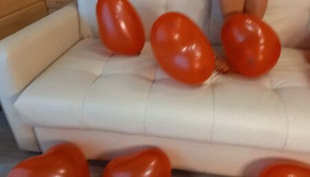 Red balloons in the form of hearts