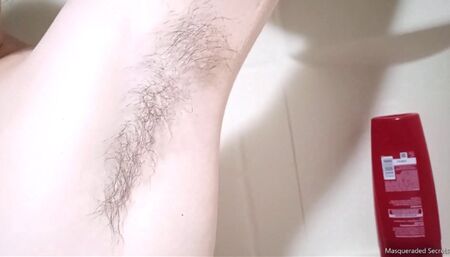 Long Armpit Hair Show Off and Wash HD