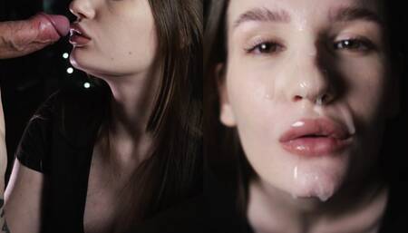 BLOWJOB CREAMPIE CUM ON TITS AND FACE