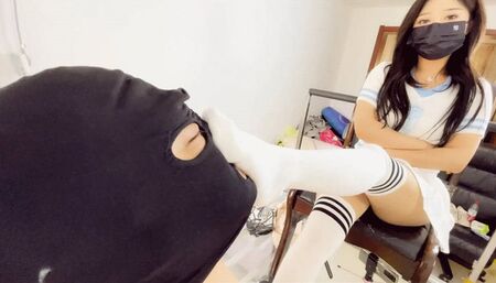 LCT_015A LinS Boots and socks tread on the face and the cock at the same time High heels SJ ejaculate in pants