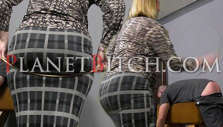 Told to film 6ft 2 Miss Hall's big bottom while she canes him