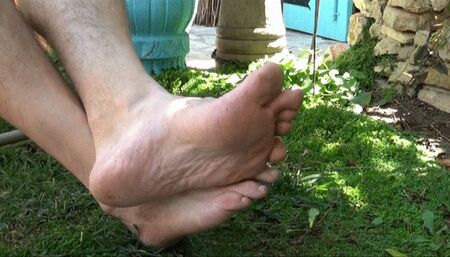 Grass rip and trampling by my husband feet