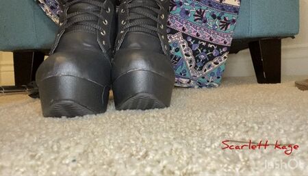 Footdom treat - POV, foot worship, boot worhsip, goddess worship, slave, human furniture - Scarlett Kage MOV