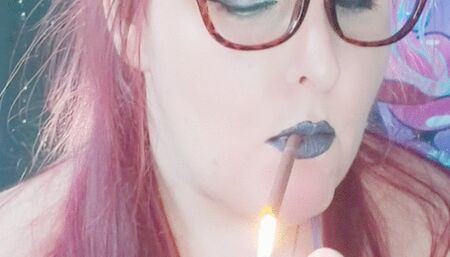 Nicki Pie Shiny Lavender bodysuit with leather skirt and boots masturbation