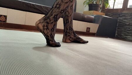 Milah Arches Sexy Yoga in Black Fishnets Short Version