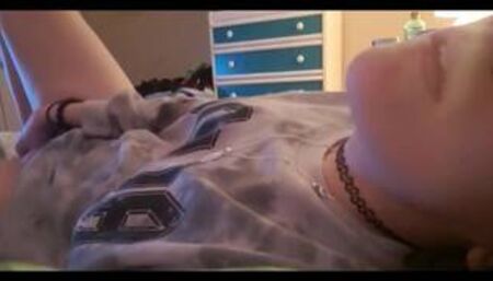 Cute white teen girl fingers herself