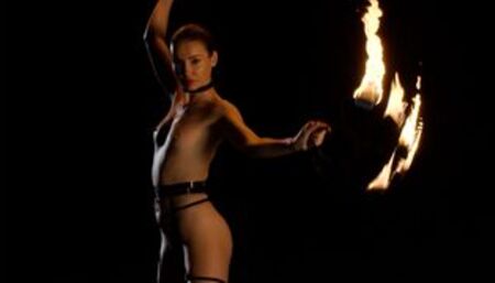Cute teen Elilith Noir playing with fire