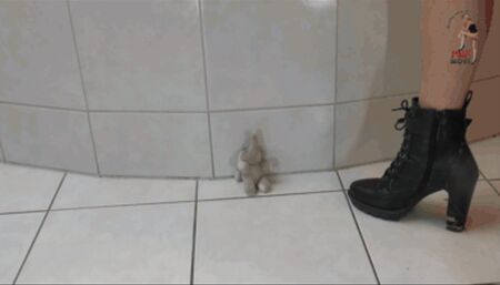 Stuffed toy under worn Buffalo Boots