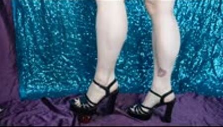 Xmas Ornament Crushing in two pairs of Black High Heels MP4 640