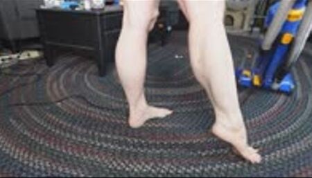 Muscular Calves view while Vacuuming barefoot WMV 720