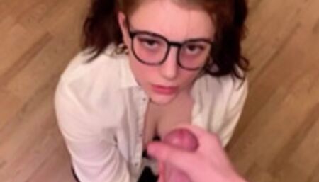 Teacher fucked a schoolgirl and cum on her glasses