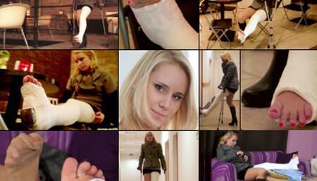 Stella Term LLWC Crutching for a Coffee Break and Home to Relax her Tired Toes (in HD 1920 X 1080)